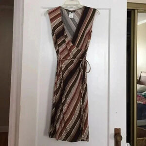 A.B.S brown striped jersey wrap dress